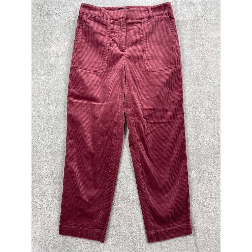 Talbots Pants Women 2P Burgundy Corduroy Straight Leg Front Patch Pockets